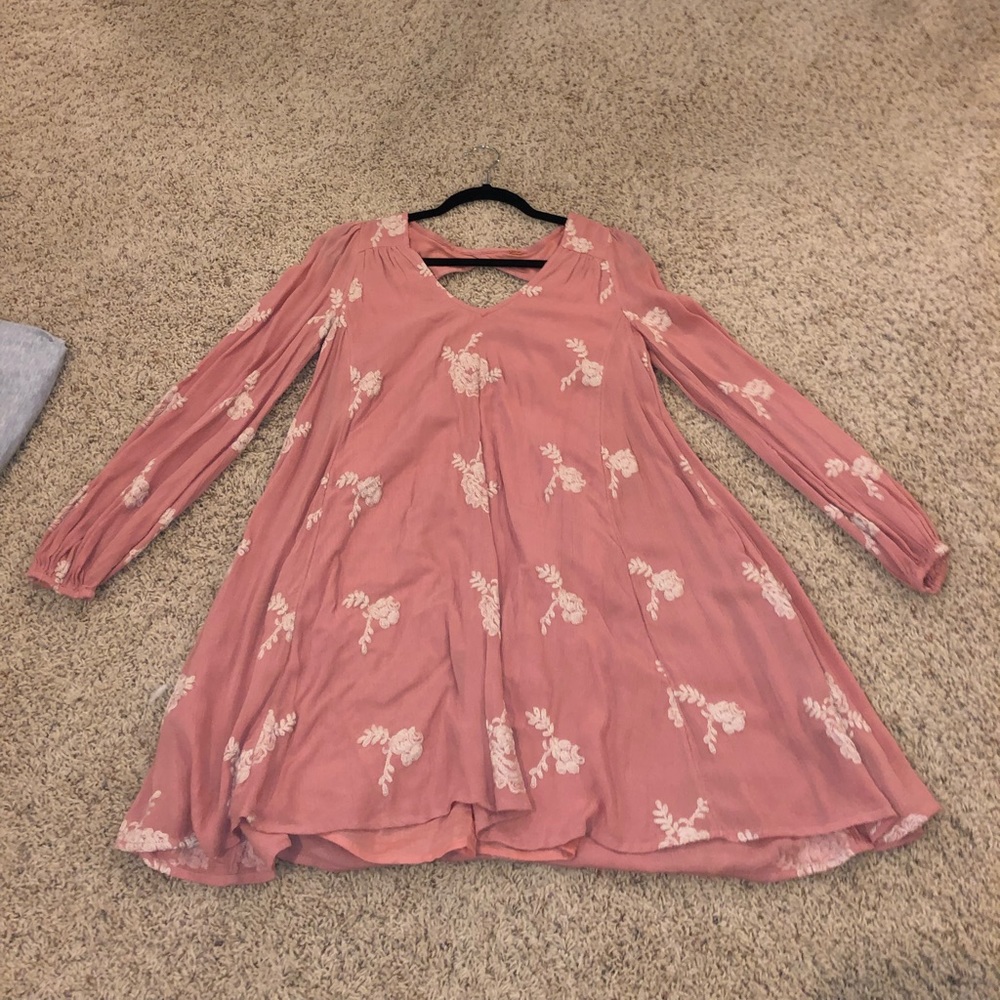 Pink floral tunic dress